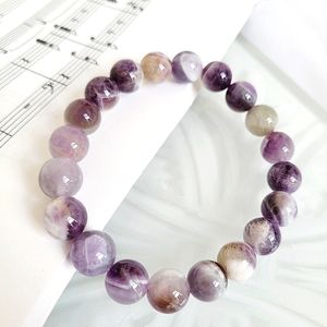 100% Natural Amethyst beaded strechy Bracelet Handmade item Nwt